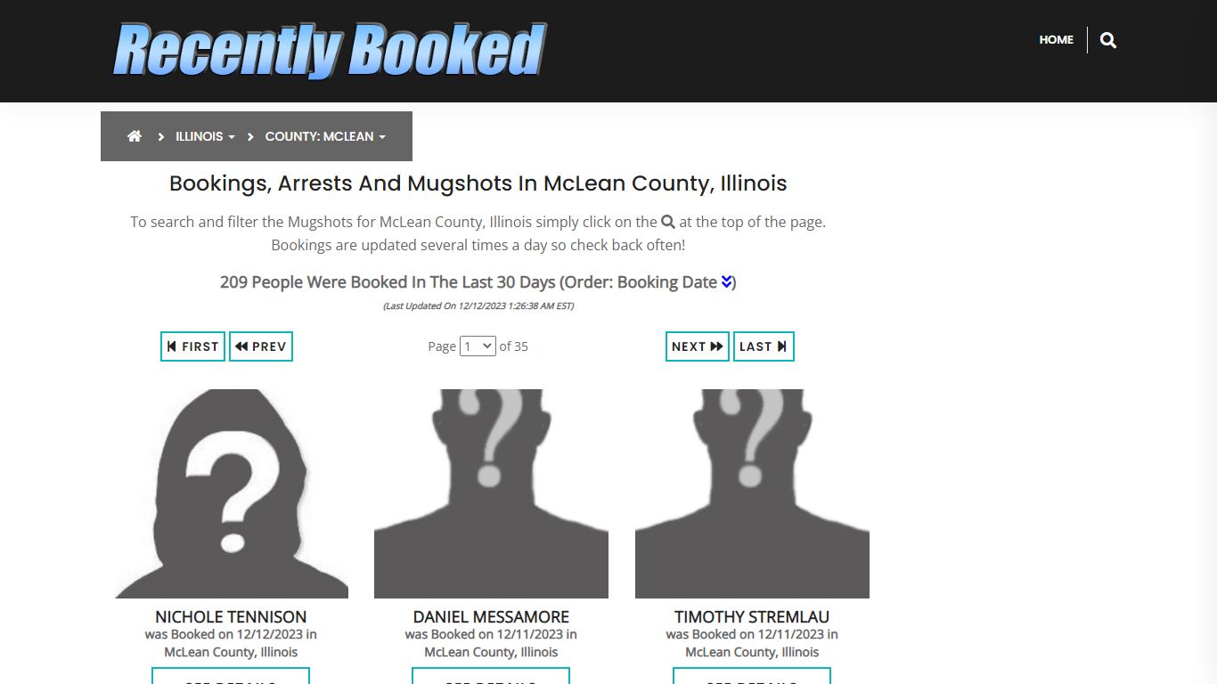 Recent bookings, Arrests, Mugshots in McLean County, Illinois